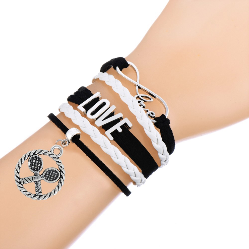 New-Arrival-Infinity-LOVE-Connect-With-Badminton-Racket-Fitness-Circle-Charm-Black-Pink-Multi-layer--32769468625