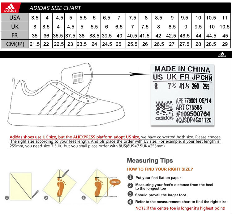 Adidas Size Chart Mens Shoes