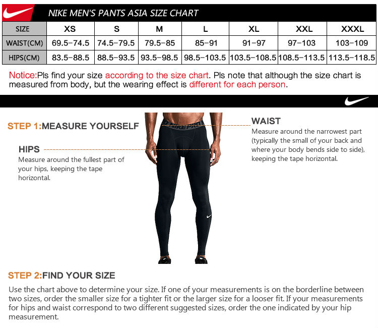 Jogger Pants Size Chart Nike