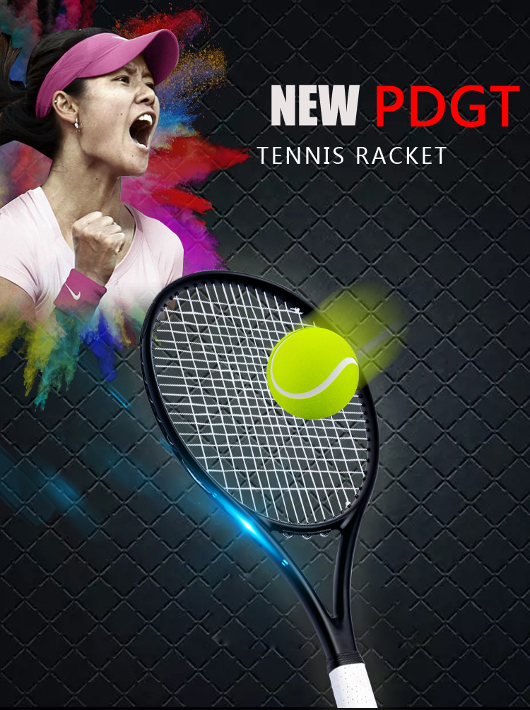 PDLiNaBlackTennisRacketFoamedhandleHandglue100CarbonFibreMaterialFrameRafaelNadalPDGTRacquetFreeShipping-32775932659