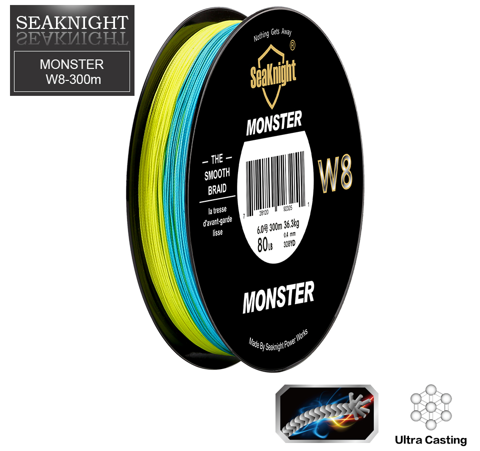 SeaKnight-Monster-W8-Multi-Color-8-Strands-Fishing-Line-Braid-300M-Wide-Angle-Technology-PE-Lines-Fo-32799059583