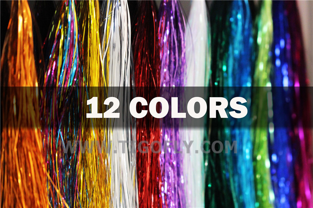 Tigofly-12-Assorted-Colors--Holographic-Flashabou-Mylar-Tinsel-Flash-Fly-Tying-Materials-169quot--Wi-32575370060