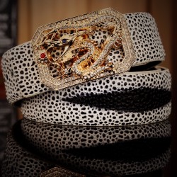 pearl fish mens belt luxury cowhide genuine leather 2017 new style hot designer high quality dragon thin white orange rhinestone
